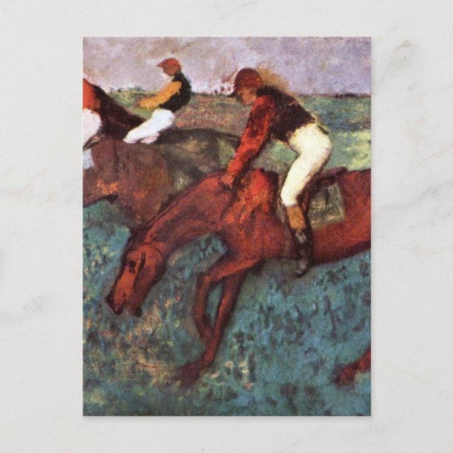 Vor dem Start des Jockeis-Trainings - Degas-Malere Postkarte (Vorderseite)