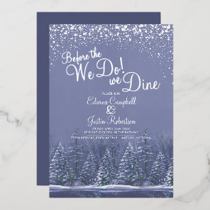 Vor dem Winter Hochzeitsbäume See blau Folieneinladung