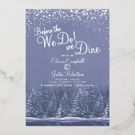Vor dem Winter Hochzeitsbäume See blau Folieneinladung