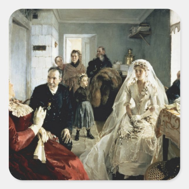 Vor der Hochzeit, 1880er Quadratischer Aufkleber (Vorderseite)