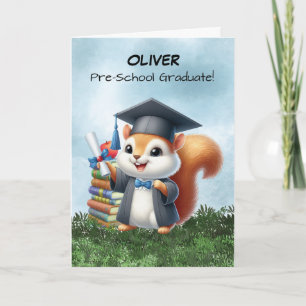 Vor der Schule Abschluss Boy Eichhörnchen Glückwün Karte
