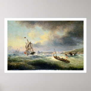 Vor der spanischen Küste versenden, 1845 Poster