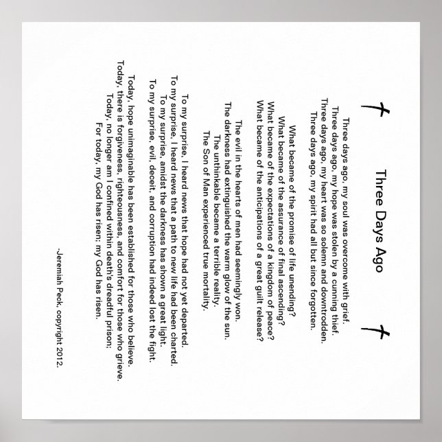 "Vor drei Tagen" Ostergedicht Poster (Vorne)