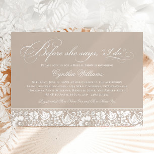 Vor ihrer Hochzeit Brautparty-Einladung in Taupe Einladung