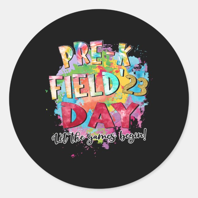 Vor-K Field Day 2023 Lass The Games Begin Teachers Runder Aufkleber (Vorderseite)