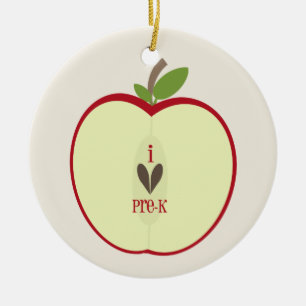 Vor k-Lehrer-Verzierung - rotes Apple halb Keramik Ornament