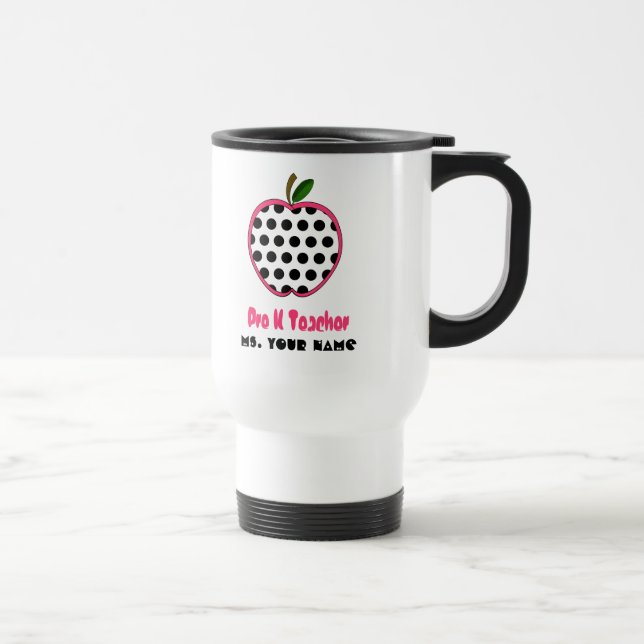 Vor Kindergärtnerin-Tasse - Polka-Punkt Apple Reisebecher (Rechts)