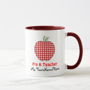 Vor Kindergärtnerin-Tasse - roter Gingham Apple Tasse