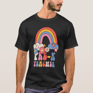 Vor Lehrer Schule Retro Groovy Floral Regenbogen T-Shirt