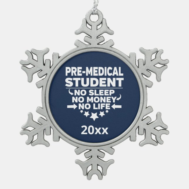 Vor-Medical Student No Sleep Life Athletic Navy Schneeflocken Zinn-Ornament (Vorderseite)