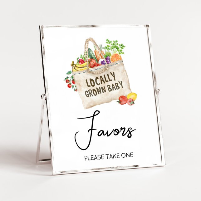 Vor Ort angelegte Babydusche bevorzugen Schild (Farmers Locally Grown Baby Shower Sign)