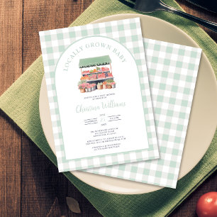 Vor Ort angelegte geschlechtsneutrale Babydusche Einladung