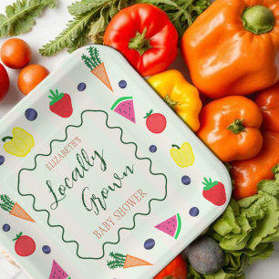 Vor Ort gebaute Baby-Dusche auf dem Bauernmarkt Pappteller