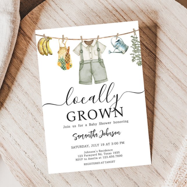 Vor Ort gezüchtete Bauern Kinderdusche Einladung (Farmers Locally Grown Baby Shower Invitation)