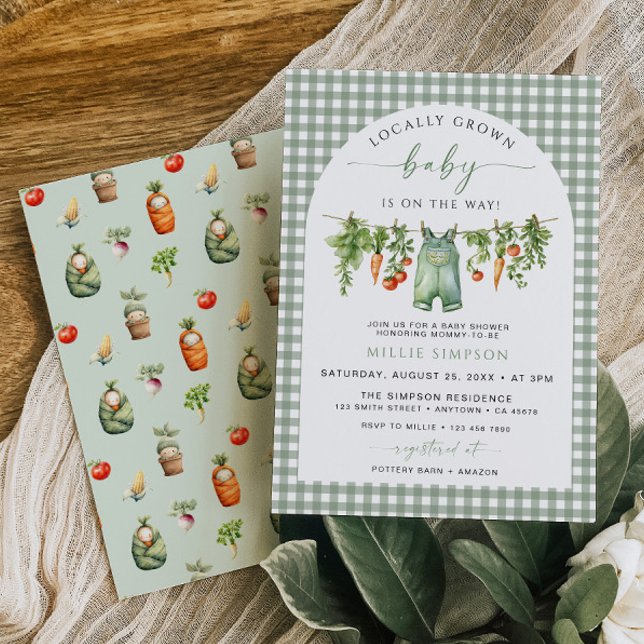 Vor Ort gezüchtete Kinderdusche Grün Einladung (Von Creator hochgeladen)