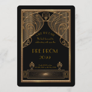 Vor PromJunior, großes Gatsby, Gold, schwarz Save The Date