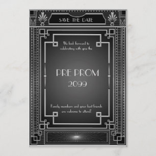 Vor PromJunior, großes Gatsby, Silber, schwarz Save The Date