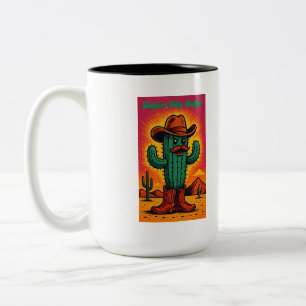 Vor und nach dem Kaffee Kaktus Cowboy Zweifarbige Tasse