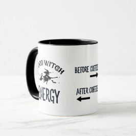 Vor und nach Kaffee Hexenenergie Tasse