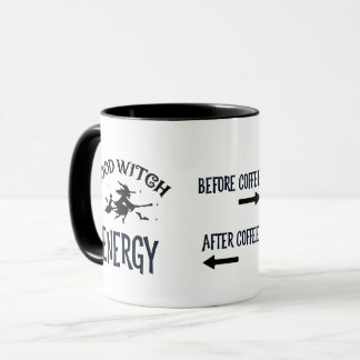 Vor und nach Kaffee Hexenenergie Tasse