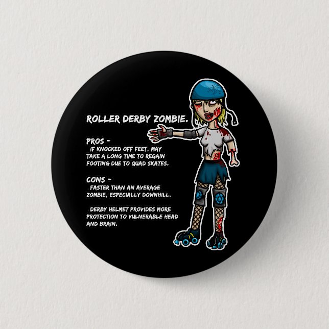 Vor- und Nachteiles-Rollen-Derby-Zombie Button (Vorderseite)