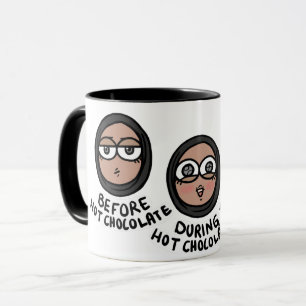 Vor/während/nach heißer Schokolade Tasse