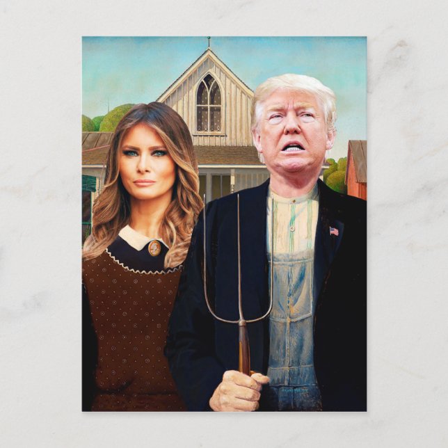 Voradressierte Postkarte an Trump American Gothic (Vorderseite)