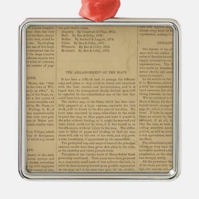 Voratlas des Staat Maine Silbernes Ornament (Vorne)