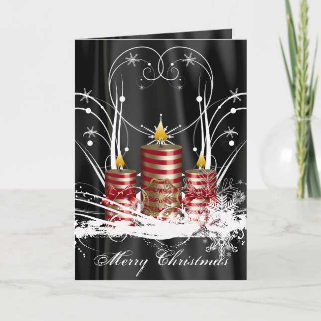 Vorbedruckte Weihnachtskerzenkarte Feiertagskarte (Vorderseite)