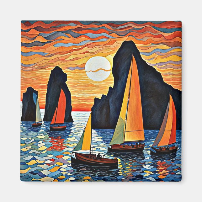 Vorbeisegeln an Felsen Magnet (Vorne)