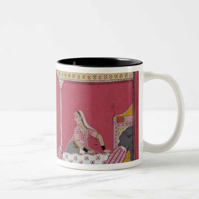 Vorbereiten des Betts, Bilaspur, c.1690-1700 Zweifarbige Tasse (Rechts)