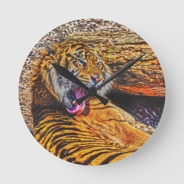 Vorbereiten von Sumatran Tiger Big Cat Wildlife Runde Wanduhr (Vorderseite)
