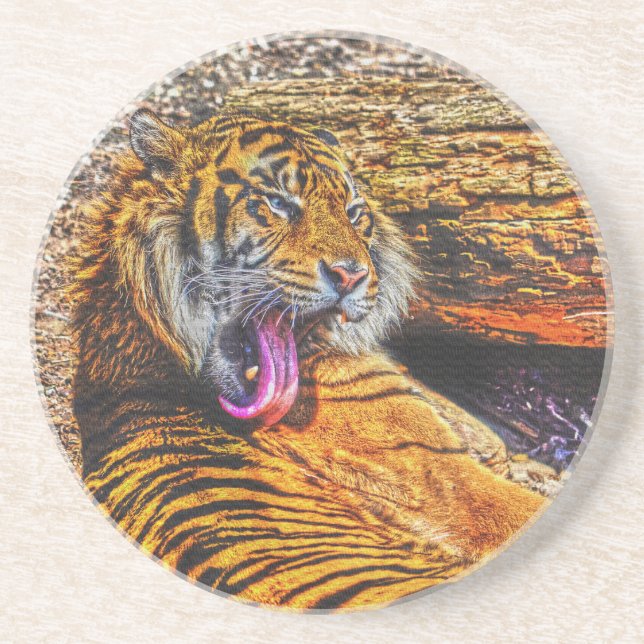 Vorbereiten von Sumatran Tiger Big Cat Wildlife Sandstein Untersetzer (Vorne)