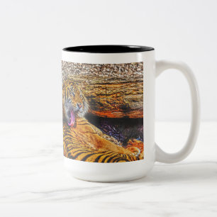 Vorbereiten von Sumatran Tiger Big Cat Wildlife Zweifarbige Tasse