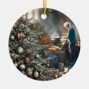VORBEREITUNG AUF DAS WEIHNACHTSESSEN KERAMIK ORNAMENT