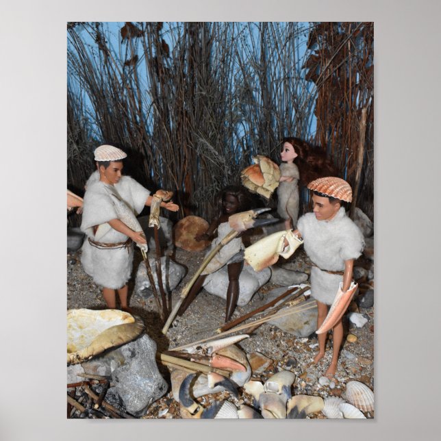 Vorbereitung auf eine prähistorische Jagd. Poster (Vorne)