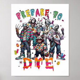 Vorbereitung auf Retro Dye Horror Ostern Osterhase Poster
