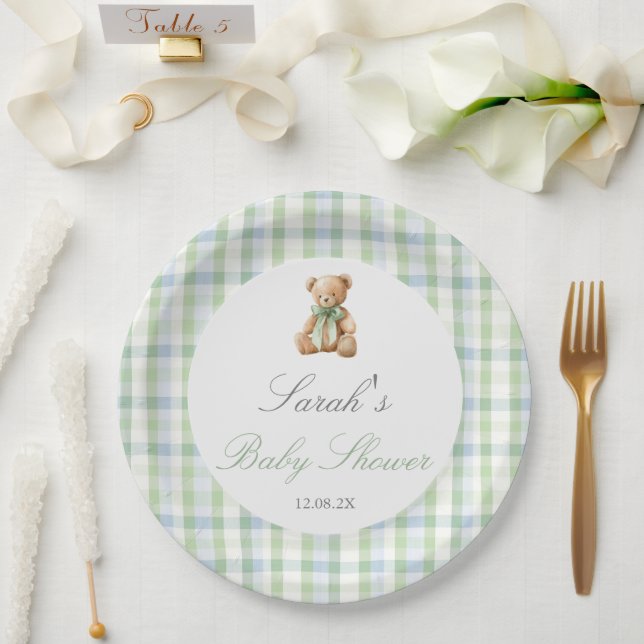 Vorbereitung Bär Baby Shower Junge Pappteller (Hochzeit)