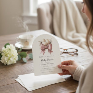Vorbereitung des Nestes rosa Babyparty Einladung