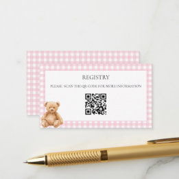 Vorbereitung Klassischer Teddybär Baby Shower QR C Begleitkarte
