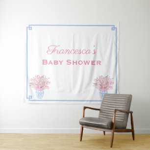 Vorbereitung Rosa und Blau Online-Baby-Shower-Kuli Wandteppich