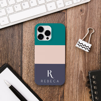 Vordefinierte Drei-Farben-Blockfarbe Rosa Aquamari iPhone 14 Pro Max Hülle