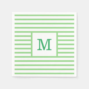 Vordefinierte Monogramm aus grünen und weißen Stre Serviette