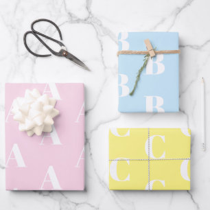 Vordefinierte Pastelltöne für Monogramm niedlich Geschenkpapier Set