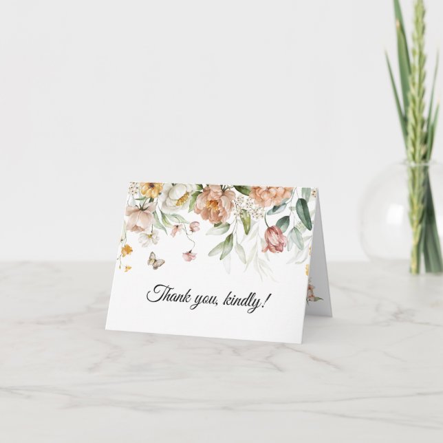 Vorder-, Innen- und Rückseite Dusche mit Blumenbez Dankeskarte (Vorderseite)