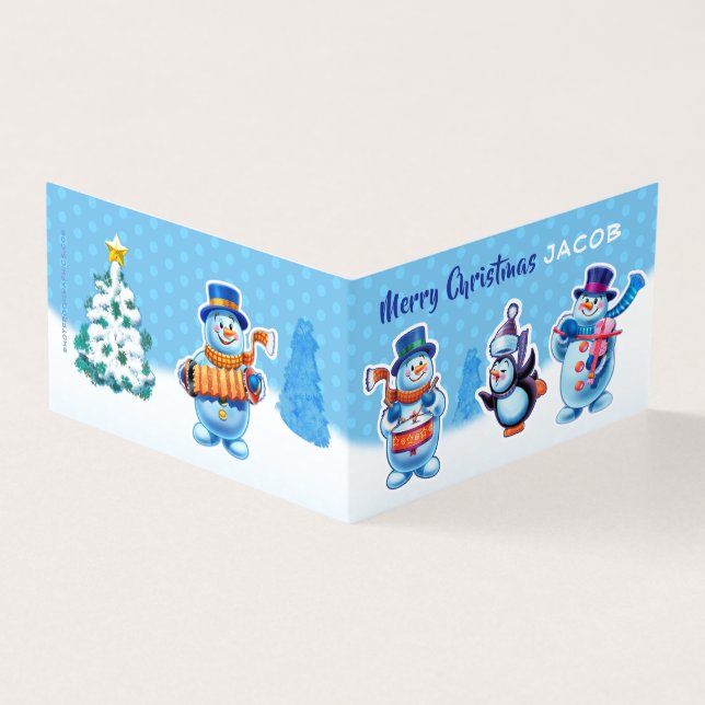 Vorder- und Rückseite Weihnachtskarten - Schneemus (Vorderseite)