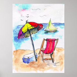 Vorderansicht-Ferienplakat des Strandes Poster
