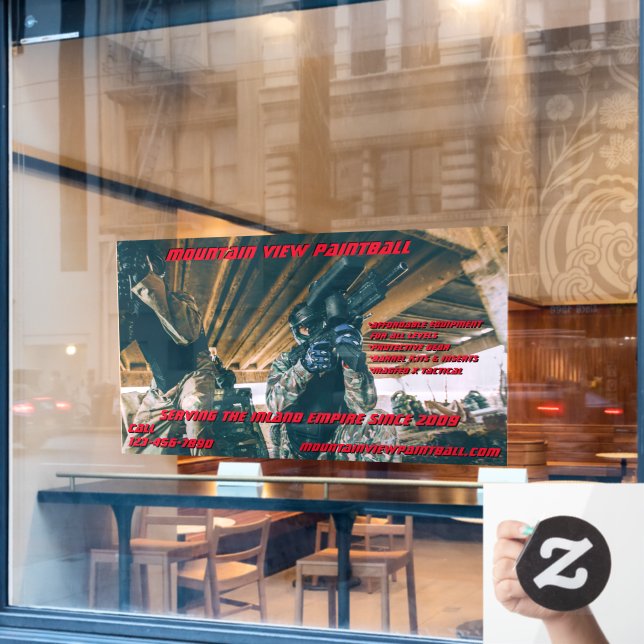 Vordere Ausrüstung für Paintball-Ladengetriebegerä Fensteraufkleber (Café-Fenster)