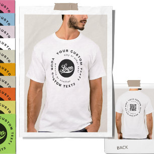 Vordere +Rückseite. QR-Logo für Frauen Männer T-Shirt