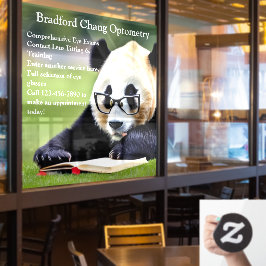 Vordere Vorderseite des Reading Panda Optometrie O Fensteraufkleber